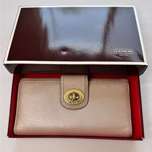 Coach Golden Taupe Pebble Leather Wallet Bifold